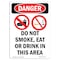 Signmission Safety Sign, OSHA Danger, 5" Height, Do Not Smoke Eat Or, Portrait OS-DS-D-35-V-1164 - alternate 1